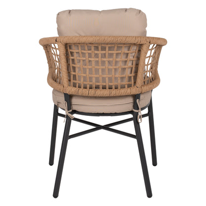 ALUMINUM ARMCHAIR DARK GREY COMMERCIAL RATTAN BEIGE CUSHION 60x56x84
