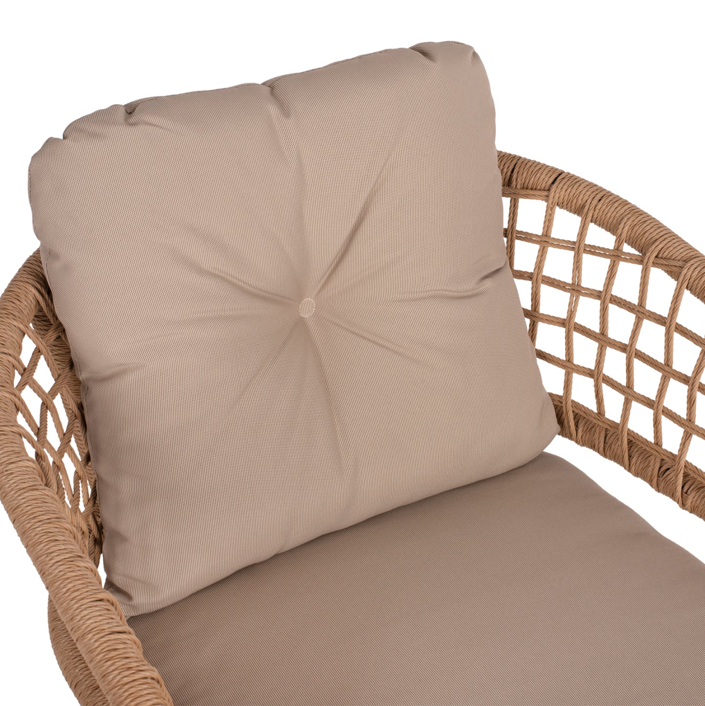 ALUMINUM ARMCHAIR DARK GREY COMMERCIAL RATTAN BEIGE CUSHION 60x56x84