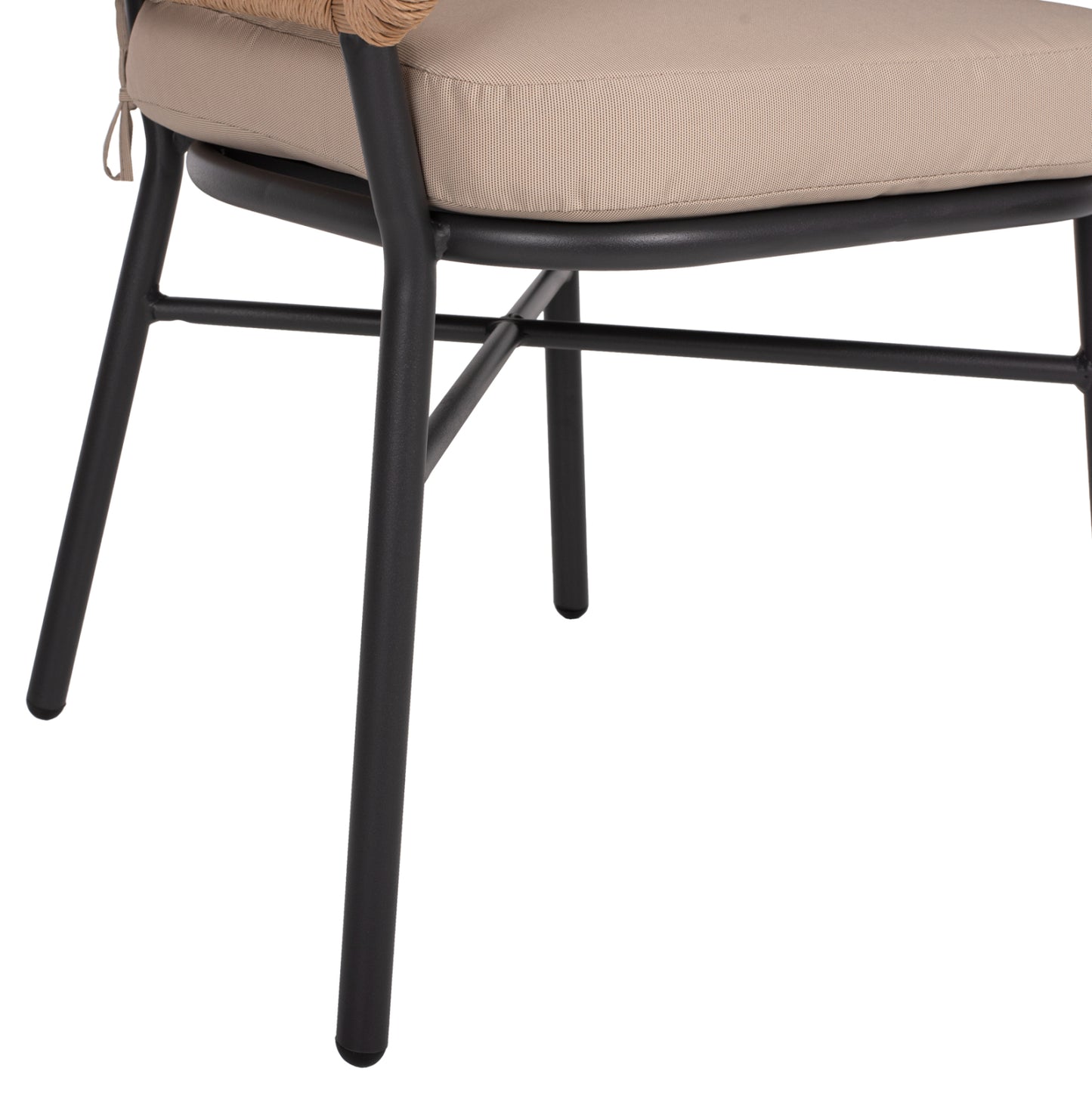 ALUMINUM ARMCHAIR DARK GREY COMMERCIAL RATTAN BEIGE CUSHION 60x56x84