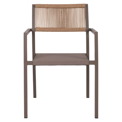 CHAMPAGNE ALUMINUM PROFESSIONAL ARMCHAIR MIREN WITH RATTAN BACKREST 55.5x58.5x83
