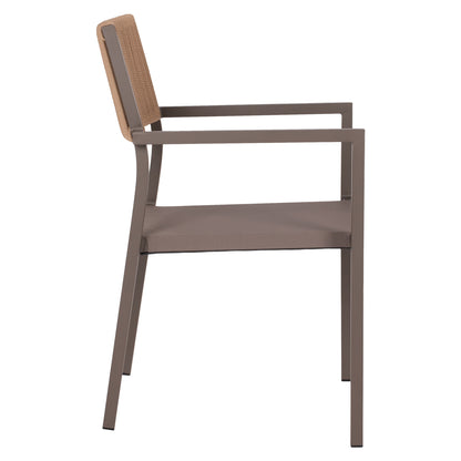 CHAMPAGNE ALUMINUM PROFESSIONAL ARMCHAIR MIREN WITH RATTAN BACKREST 55.5x58.5x83