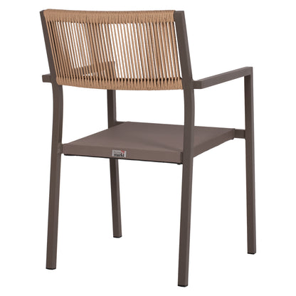 CHAMPAGNE ALUMINUM PROFESSIONAL ARMCHAIR MIREN WITH RATTAN BACKREST 55.5x58.5x83
