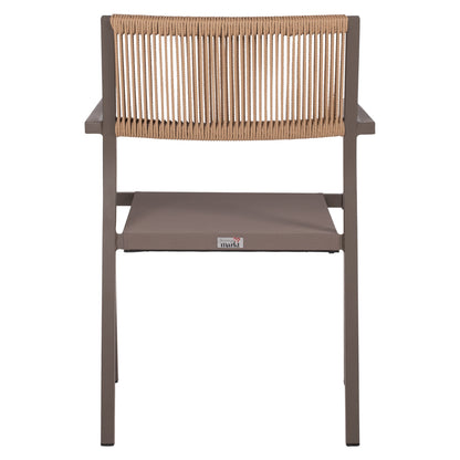 CHAMPAGNE ALUMINUM PROFESSIONAL ARMCHAIR MIREN WITH RATTAN BACKREST 55.5x58.5x83