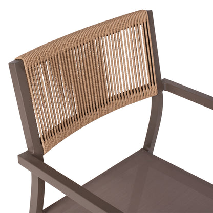 CHAMPAGNE ALUMINUM PROFESSIONAL ARMCHAIR MIREN WITH RATTAN BACKREST 55.5x58.5x83
