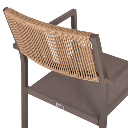 CHAMPAGNE ALUMINUM PROFESSIONAL ARMCHAIR MIREN WITH RATTAN BACKREST 55.5x58.5x83