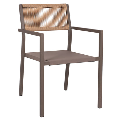 CHAMPAGNE ALUMINUM PROFESSIONAL ARMCHAIR MIREN WITH RATTAN BACKREST 55.5x58.5x83