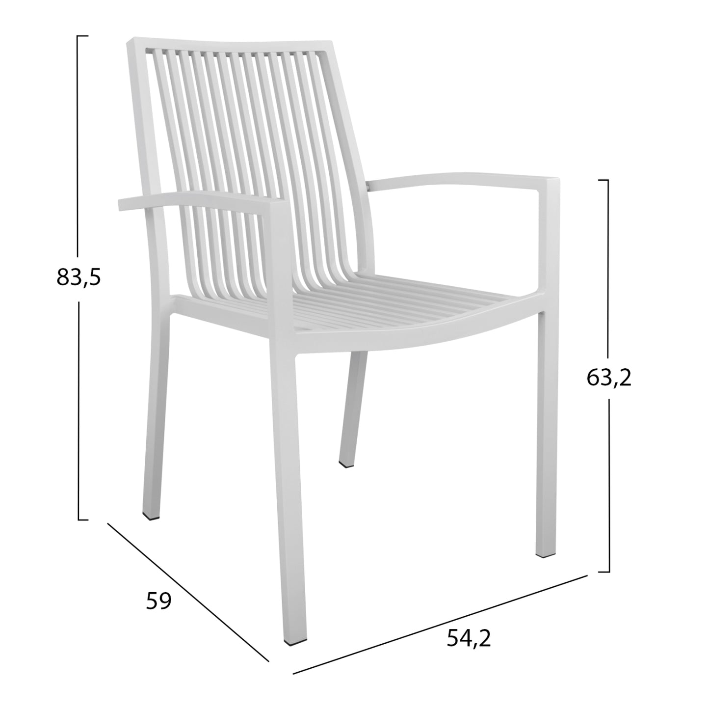 ALUMINIUM ARMCHAIR BRONCA WHITE 54.2x59x83.5