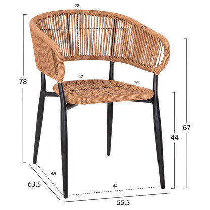 ΠΟΛΥΘΡΟΝΑ ΑΛΟΥΜΙΝΙΟΥ EULO ΜΑΥΡΗ ΣΥΝΘΕΤΙΚΟ RATTAN ΜΠΕΖ 55,5x63,5x78