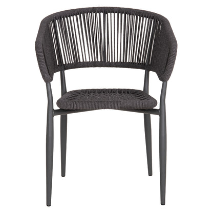 EULO ALUMINUM ARMCHAIR GRAY TWISTED RATTAN GRAY 57x63x77