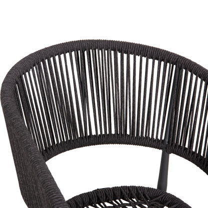 EULO ALUMINUM ARMCHAIR GRAY TWISTED RATTAN GRAY 57x63x77