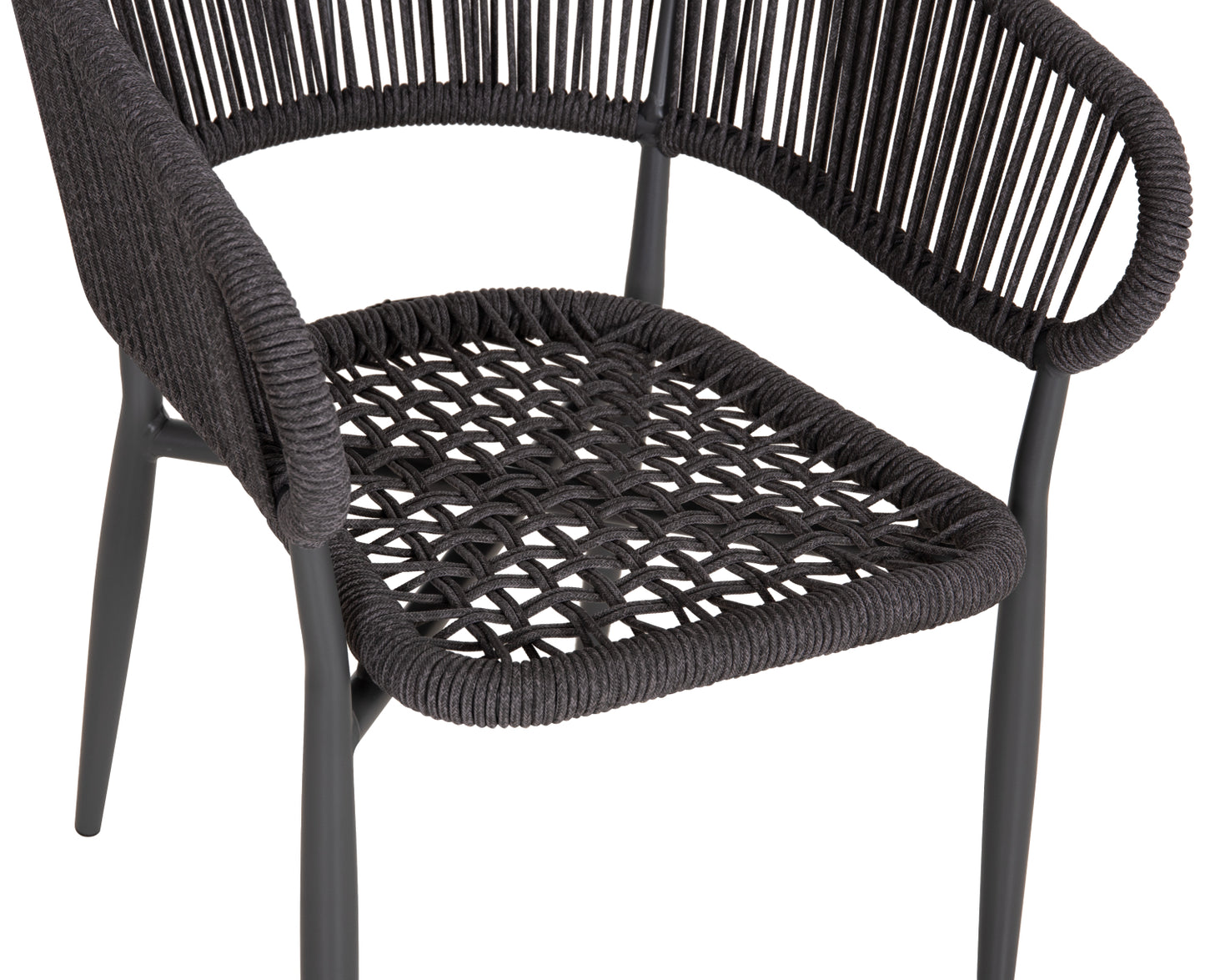 EULO ALUMINUM ARMCHAIR GRAY TWISTED RATTAN GRAY 57x63x77