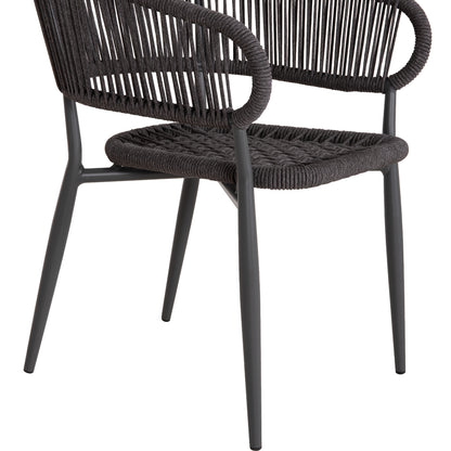 EULO ALUMINUM ARMCHAIR GRAY TWISTED RATTAN GRAY 57x63x77
