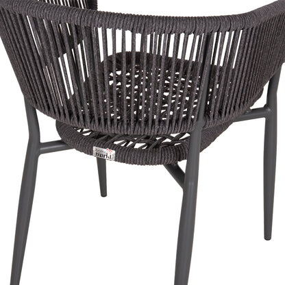 EULO ALUMINUM ARMCHAIR GRAY TWISTED RATTAN GRAY 57x63x77