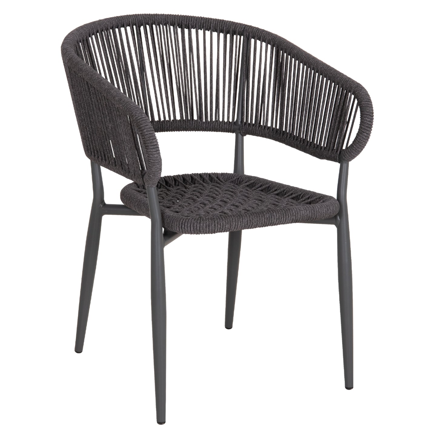 EULO ALUMINUM ARMCHAIR GRAY TWISTED RATTAN GRAY 57x63x77