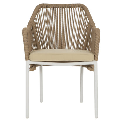 LOKKI ALUMINUM ARMCHAIR WHITE WITH WICKER PE ROPE BEIGE 56x66x82