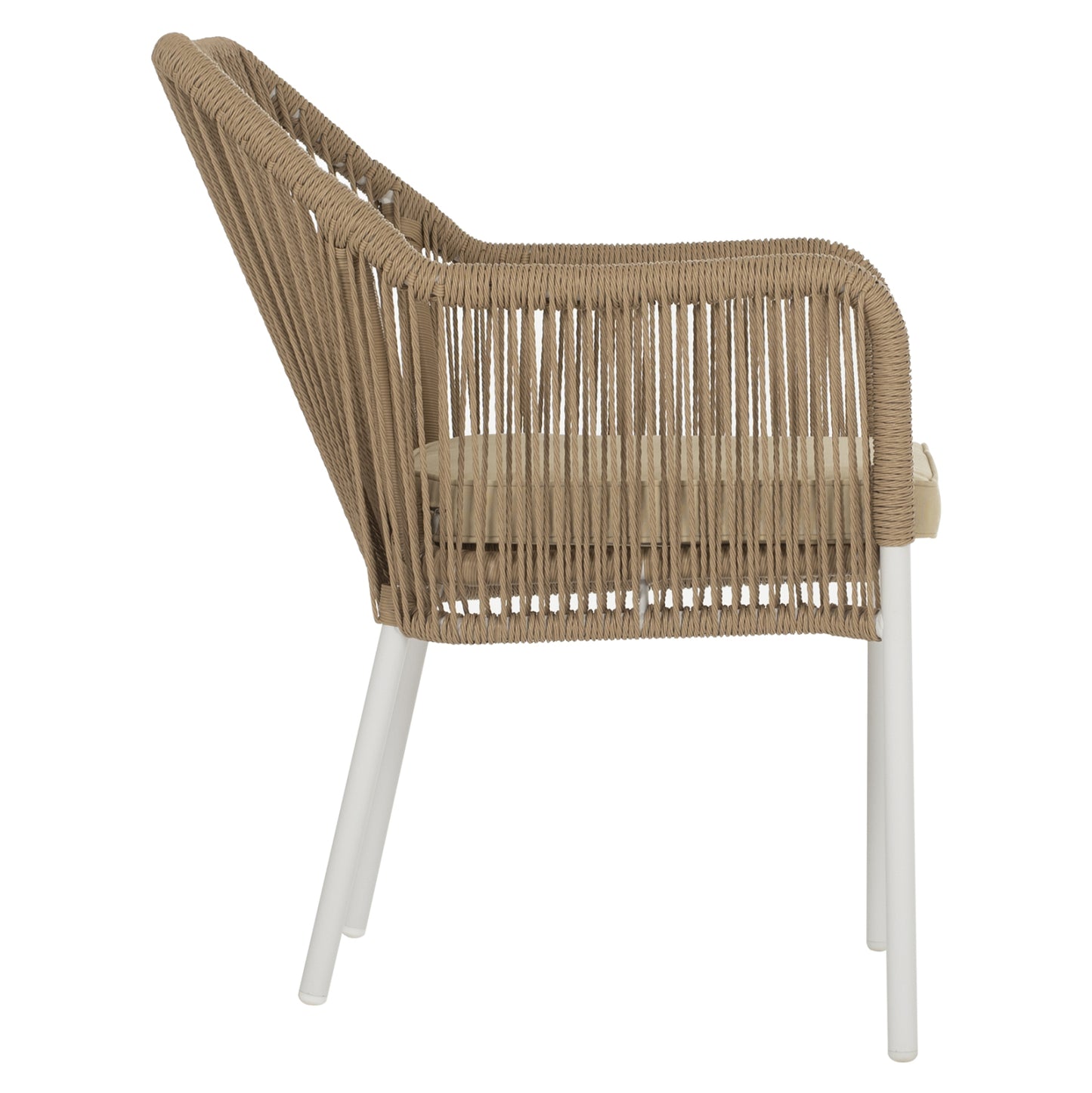 LOKKI ALUMINUM ARMCHAIR WHITE WITH WICKER PE ROPE BEIGE 56x66x82
