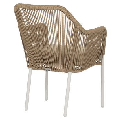LOKKI ALUMINUM ARMCHAIR WHITE WITH WICKER PE ROPE BEIGE 56x66x82