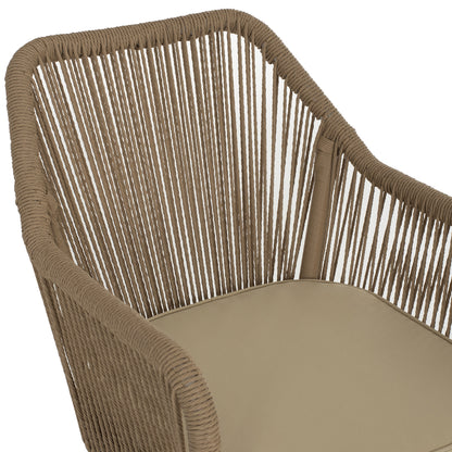 LOKKI ALUMINUM ARMCHAIR WHITE WITH WICKER PE ROPE BEIGE 56x66x82