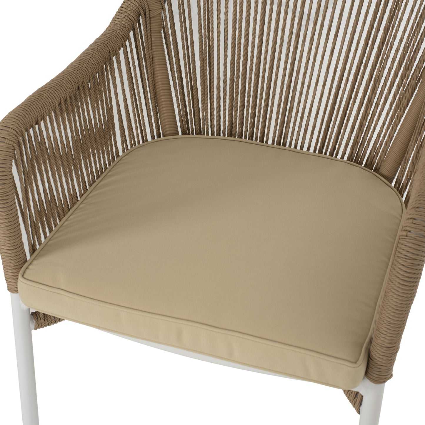 LOKKI ALUMINUM ARMCHAIR WHITE WITH WICKER PE ROPE BEIGE 56x66x82