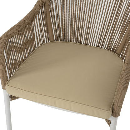 LOKKI ALUMINUM ARMCHAIR WHITE WITH WICKER PE ROPE BEIGE 56x66x82