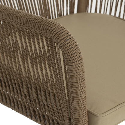 LOKKI ALUMINUM ARMCHAIR WHITE WITH WICKER PE ROPE BEIGE 56x66x82