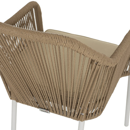 LOKKI ALUMINUM ARMCHAIR WHITE WITH WICKER PE ROPE BEIGE 56x66x82