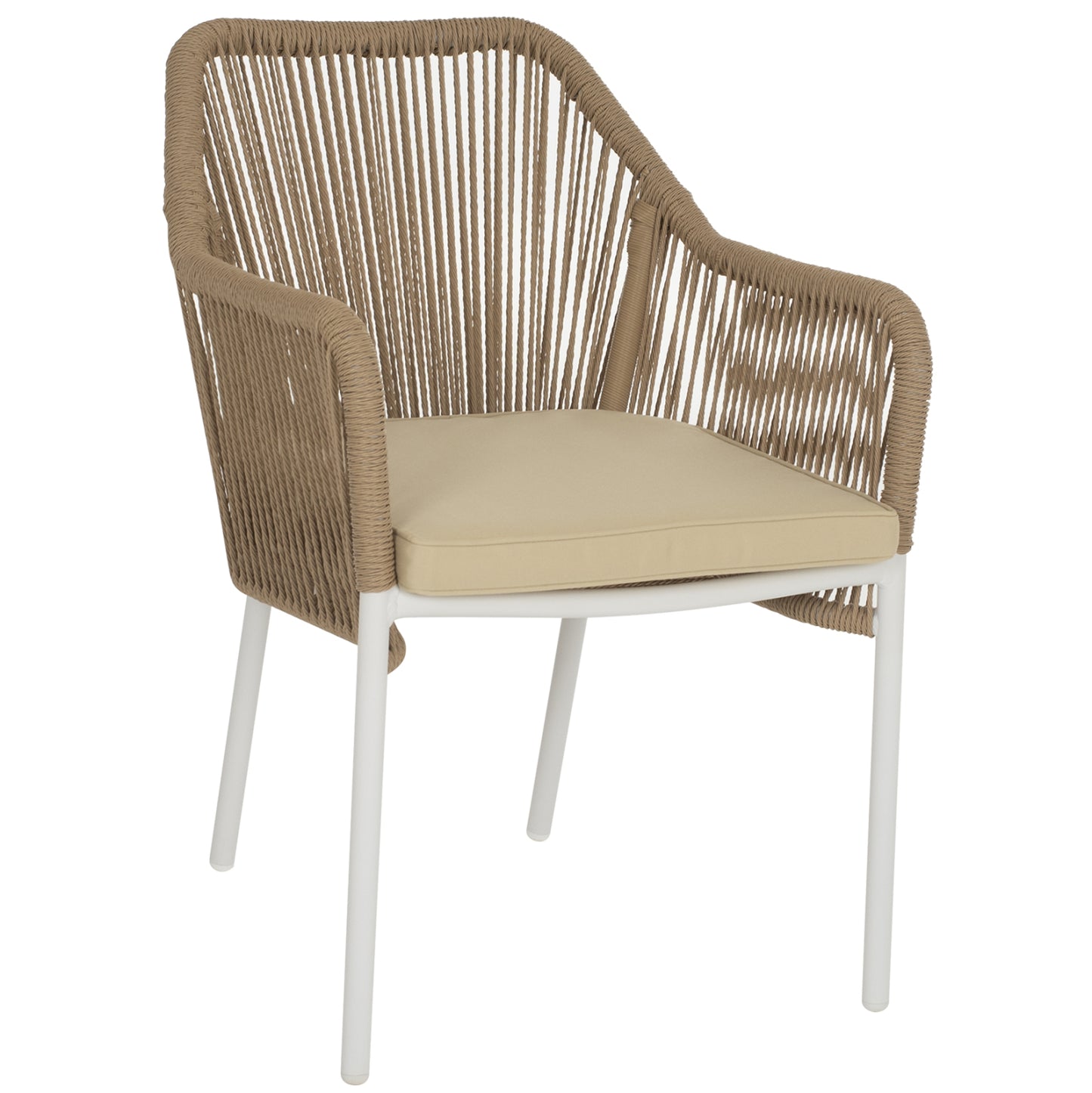 LOKKI ALUMINUM ARMCHAIR WHITE WITH WICKER PE ROPE BEIGE 56x66x82