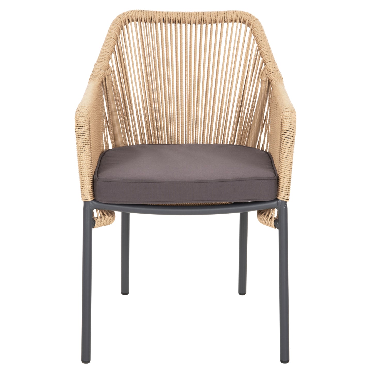 LOKKI ALUMINIUM ARMCHAIR CHARCOAL WITH PE WICKER ROPE 56x66x82