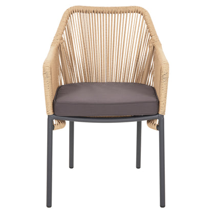 LOKKI ALUMINIUM ARMCHAIR CHARCOAL WITH PE WICKER ROPE 56x66x82
