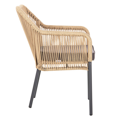 LOKKI ALUMINIUM ARMCHAIR CHARCOAL WITH PE WICKER ROPE 56x66x82