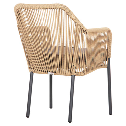 LOKKI ALUMINIUM ARMCHAIR CHARCOAL WITH PE WICKER ROPE 56x66x82