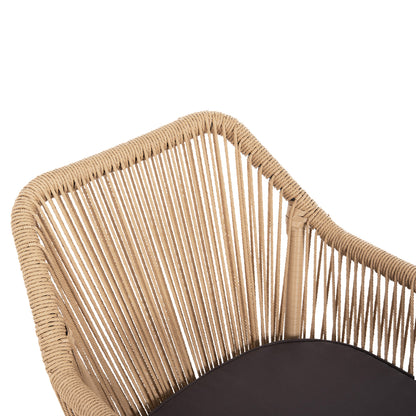 LOKKI ALUMINIUM ARMCHAIR CHARCOAL WITH PE WICKER ROPE 56x66x82