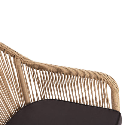 LOKKI ALUMINIUM ARMCHAIR CHARCOAL WITH PE WICKER ROPE 56x66x82