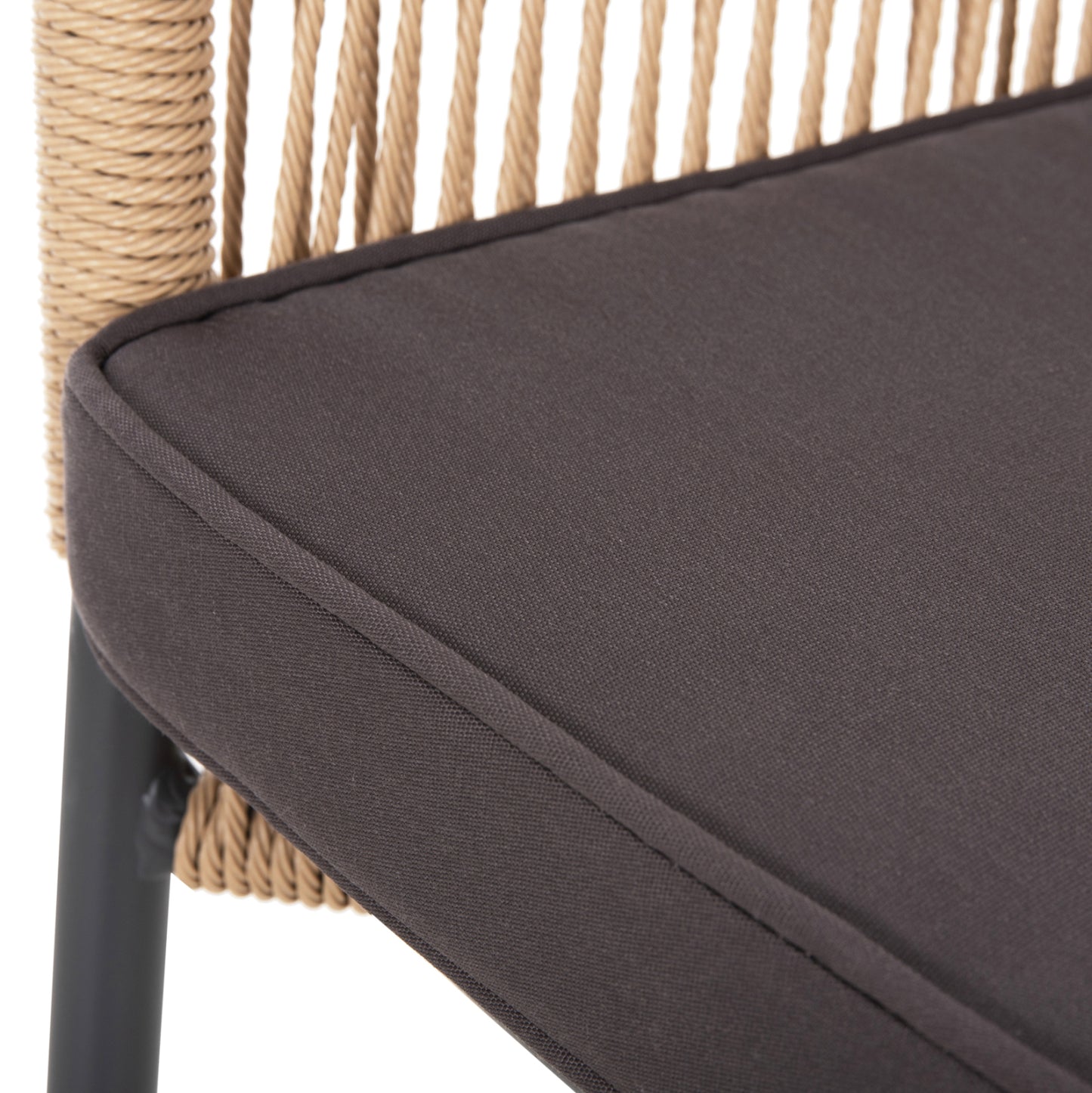 LOKKI ALUMINIUM ARMCHAIR CHARCOAL WITH PE WICKER ROPE 56x66x82