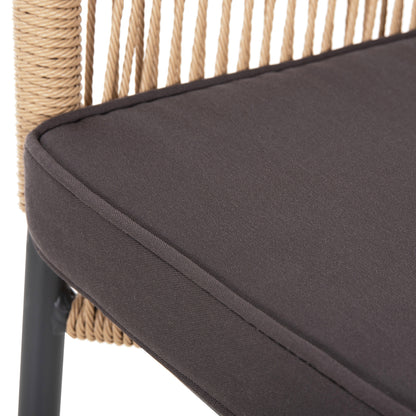 LOKKI ALUMINIUM ARMCHAIR CHARCOAL WITH PE WICKER ROPE 56x66x82
