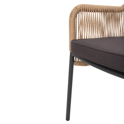 LOKKI ALUMINIUM ARMCHAIR CHARCOAL WITH PE WICKER ROPE 56x66x82