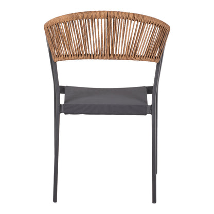 ALUMINIUM ARMCHAIR CHARCOAL FRAME & TEXTLINE BEIGE RATTAN 57x53x80
