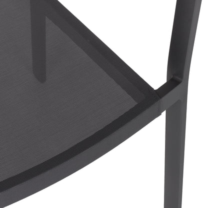 ALUMINIUM ARMCHAIR CHARCOAL FRAME & TEXTLINE BEIGE RATTAN 57x53x80