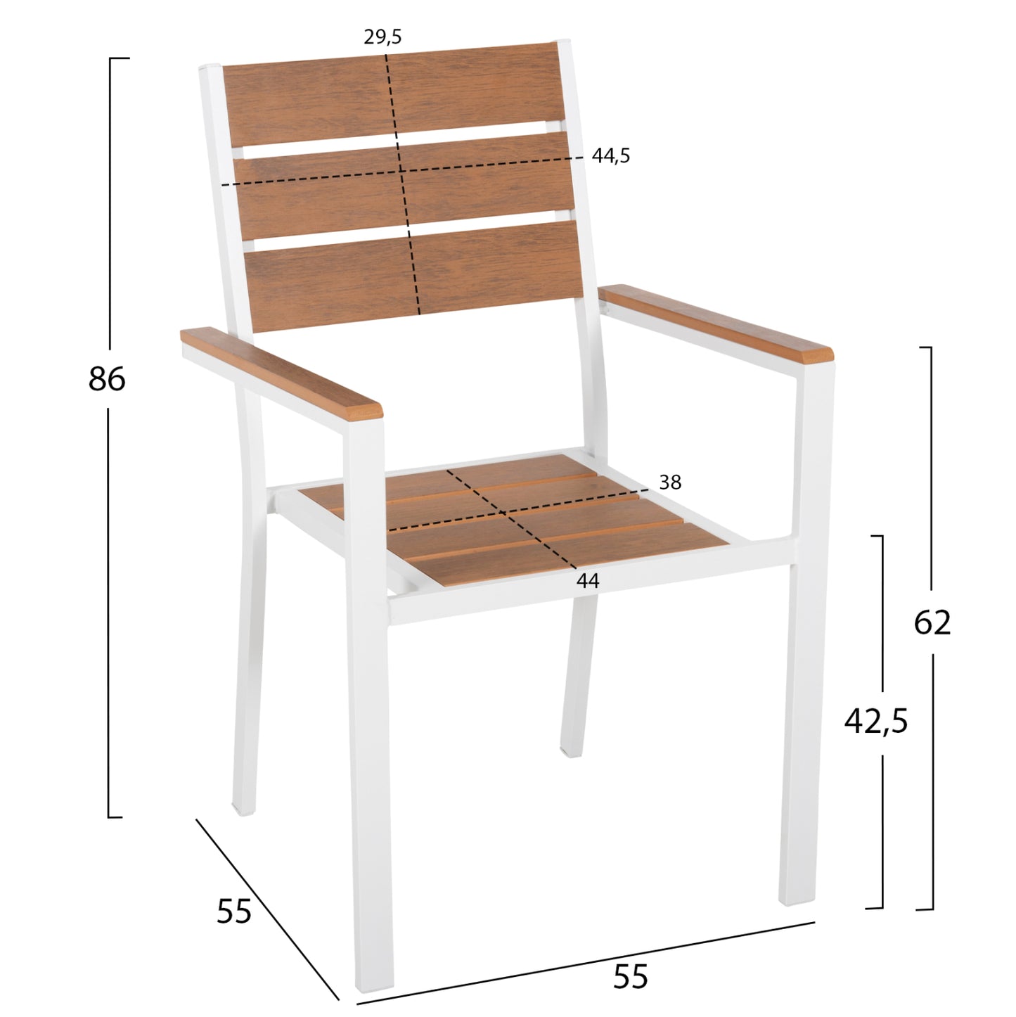 ΠΟΛΥΘΡΟΝΑ ΑΛΟΥΜΙΝΙΟΥ SAGA ΛΕΥΚΗ POLYWOOD ΣΕ ΦΥΣΙΚΟ 55x55x86