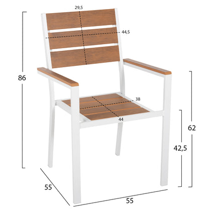ΠΟΛΥΘΡΟΝΑ ΑΛΟΥΜΙΝΙΟΥ SAGA ΛΕΥΚΗ POLYWOOD ΣΕ ΦΥΣΙΚΟ 55x55x86
