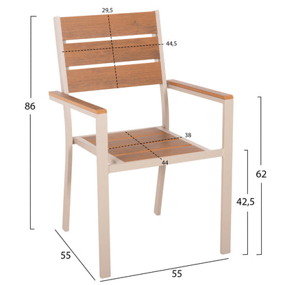 ΠΟΛΥΘΡΟΝΑ ΑΛΟΥΜΙΝΙΟΥ SAGA ΣΑΜΠΑΝΙ POLYWOOD ΣΕ ΦΥΣΙΚΟ 55x55x86