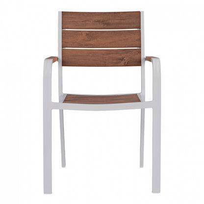 SAGA ALUMINUM ARMCHAIR WHITE WITH POLYWOOD 55x56x85