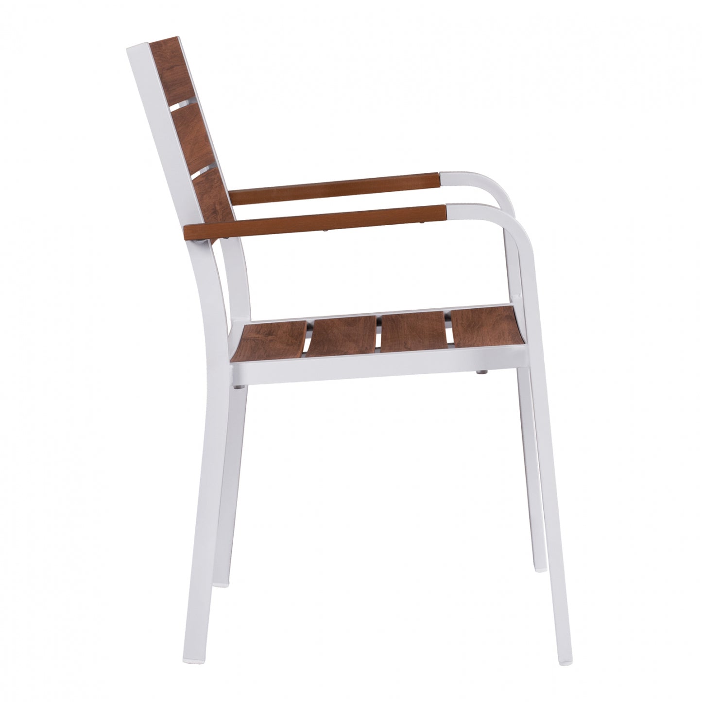 SAGA ALUMINUM ARMCHAIR WHITE WITH POLYWOOD 55x56x85