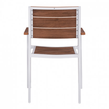 SAGA ALUMINUM ARMCHAIR WHITE WITH POLYWOOD 55x56x85