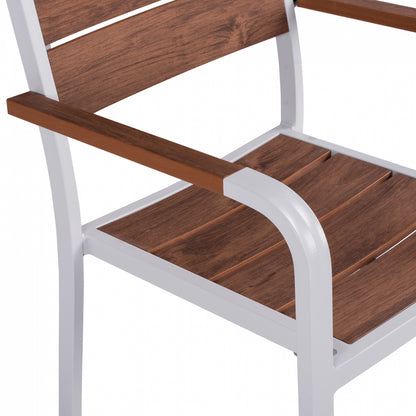 SAGA ALUMINUM ARMCHAIR WHITE WITH POLYWOOD 55x56x85