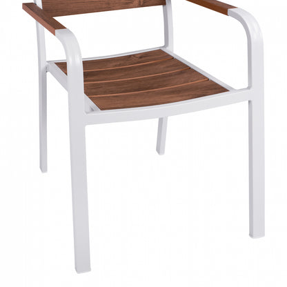SAGA ALUMINUM ARMCHAIR WHITE WITH POLYWOOD 55x56x85
