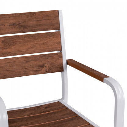 SAGA ALUMINUM ARMCHAIR WHITE WITH POLYWOOD 55x56x85
