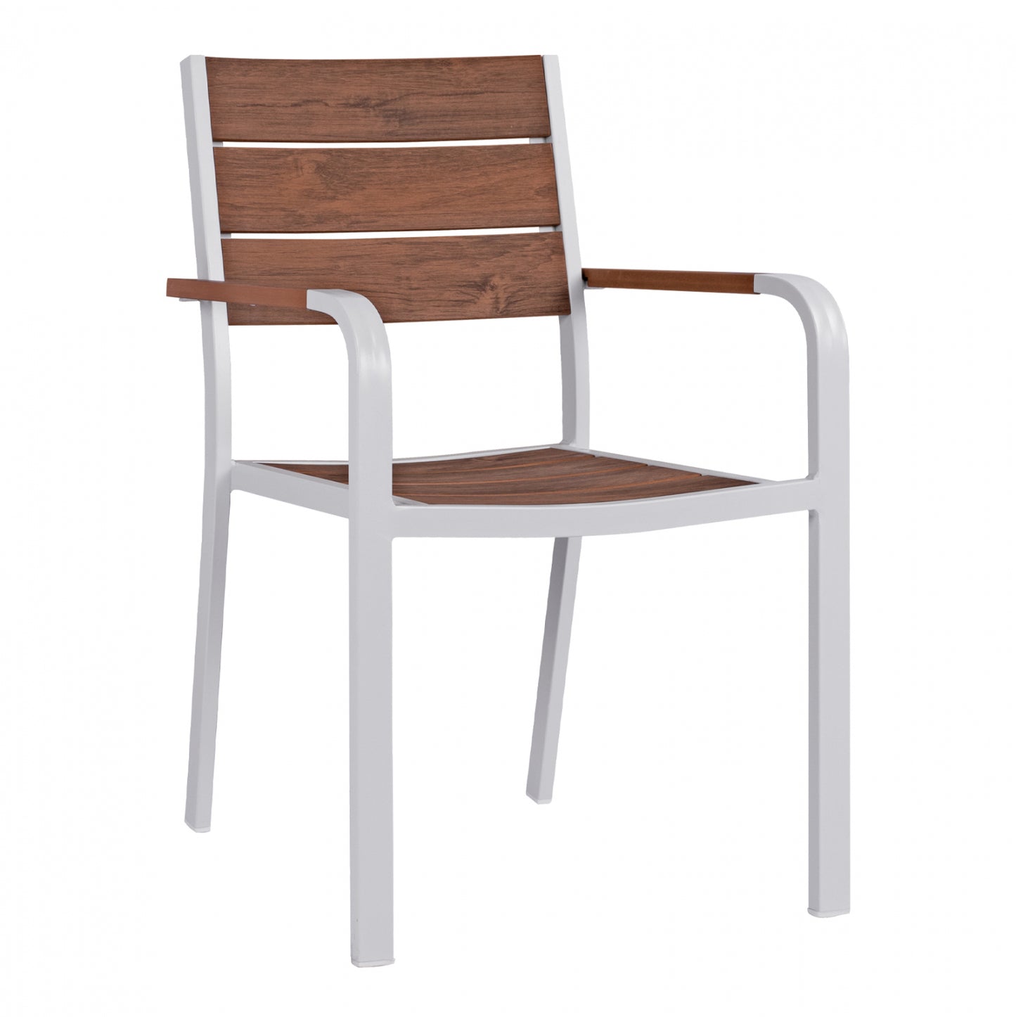 SAGA ALUMINUM ARMCHAIR WHITE WITH POLYWOOD 55x56x85