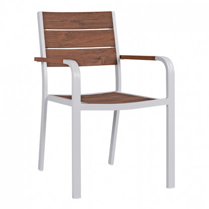 SAGA ALUMINUM ARMCHAIR WHITE WITH POLYWOOD 55x56x85