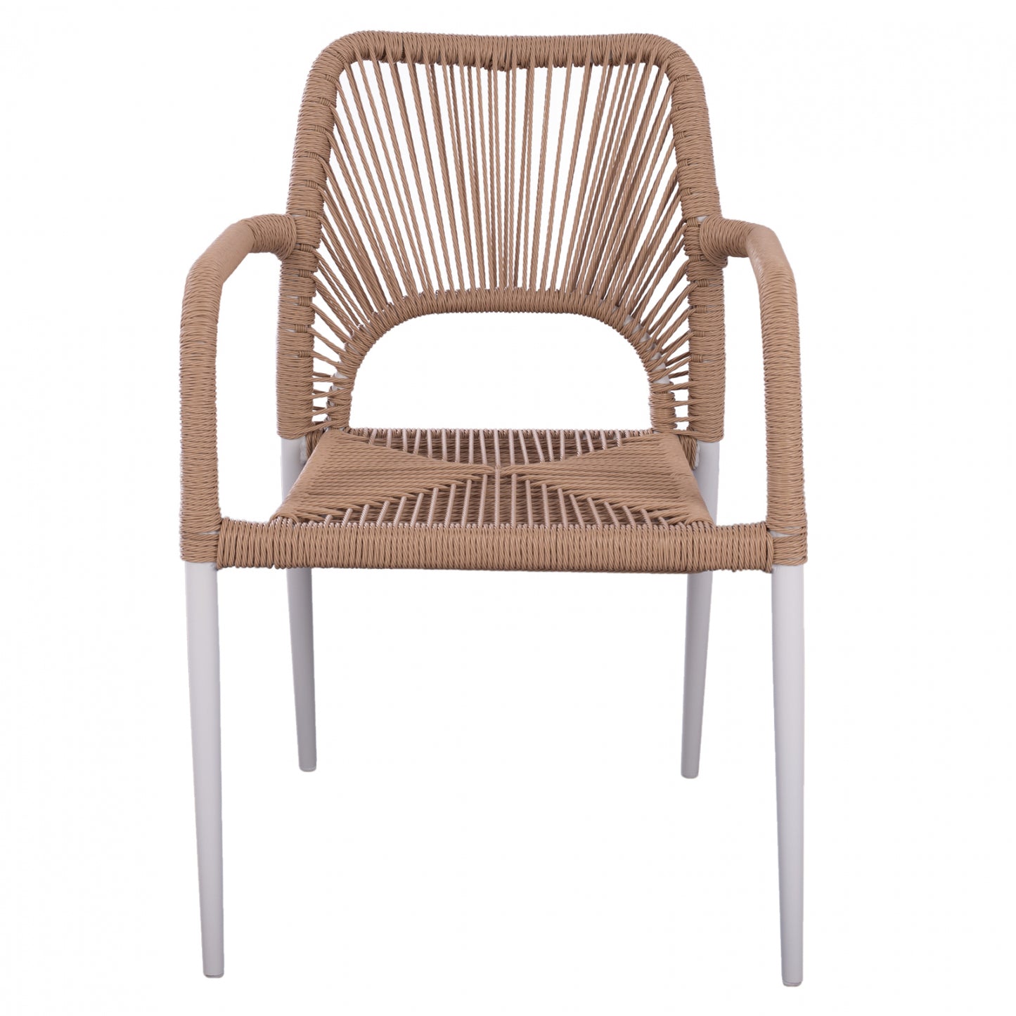 WHITE ALUMINUM ARMCHAIR WITH BEIGE PE ROPE 55x63x82